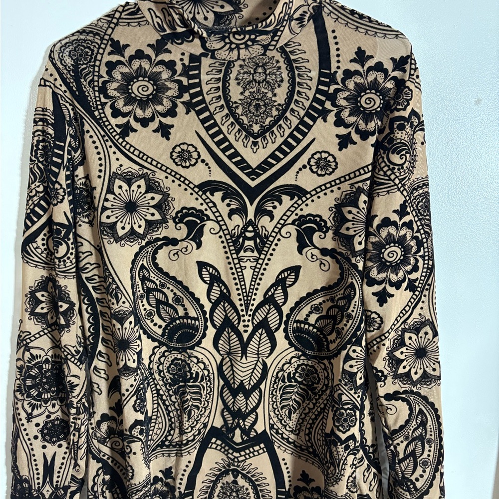 SHEIN Black Floral Patterned Cowl Neck Sweater